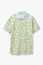 Cotton Polo Shirt with Banana Print
