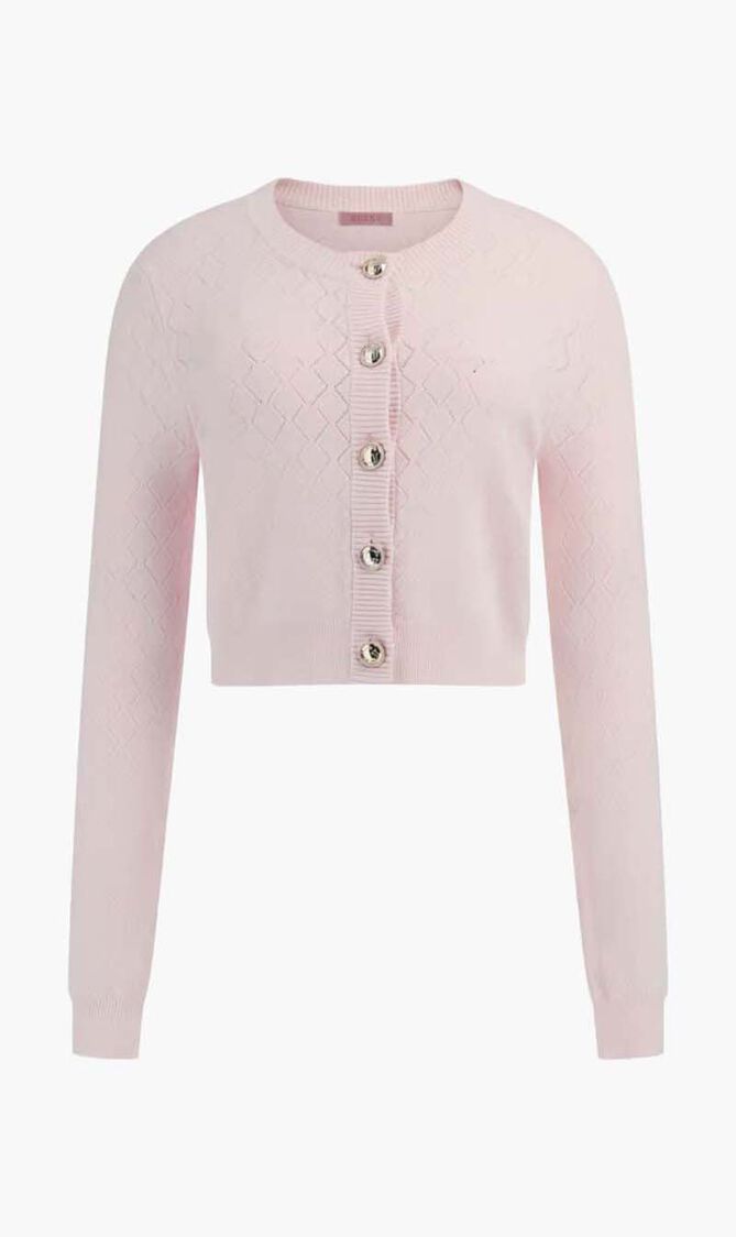 Open Knit Cropped Cardigan Sweater