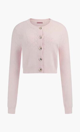 Open Knit Cropped Cardigan Sweater