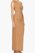 LANI ASYMMETRICAL GATHERED MAXI DRESS- CINNAMON