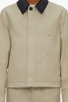 Pea Coat with Leather Collar Jacket