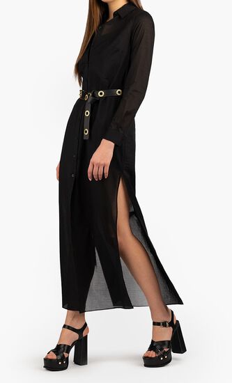 Belted Long-Sleeved Dress