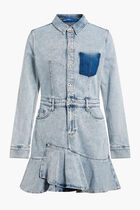 KLJ RUFFLED HEM DENIM DRESS
