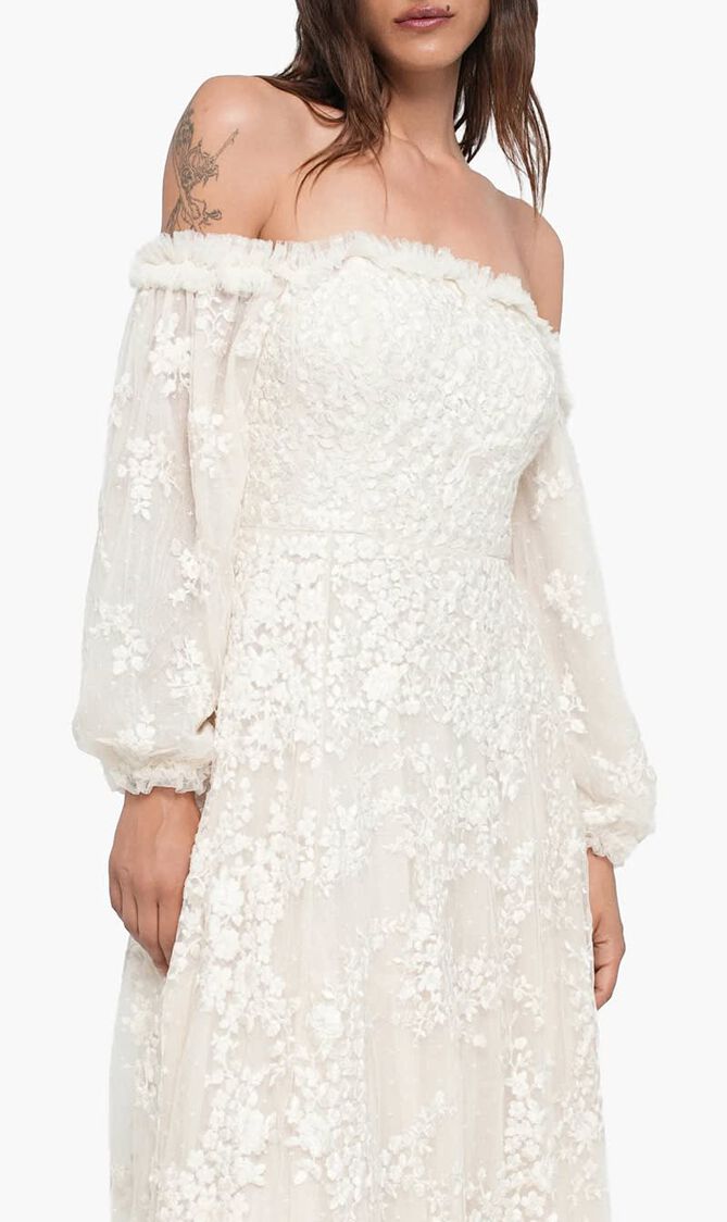 Lunaria Wreath Off Shoulder Gown
