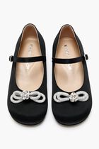 DOUBLE BOW BLACK SATIN MINI BALLERINA