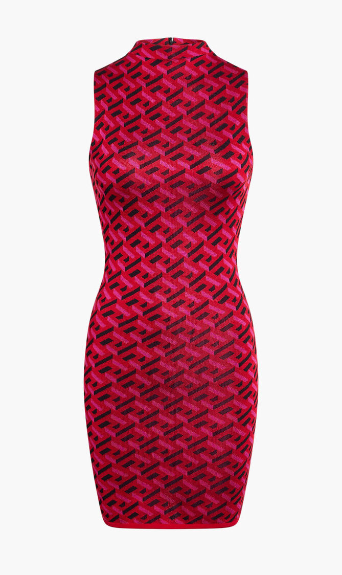 KNIT DRESS SL HIGH NECK SLIM JACQ GRECA