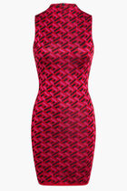 KNIT DRESS SL HIGH NECK SLIM JACQ GRECA