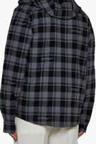 CHECK FLANN HOODED SHIRT DARK GREY BLACK