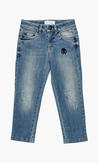 Logo Distressed Jeans