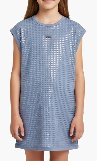 Girls Blue Sequin Dress