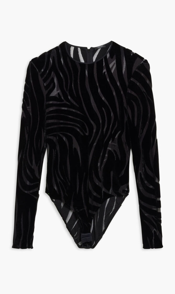 BODYSUIT ZEBRA JERSEY VELOR JACQUARD FABRIC