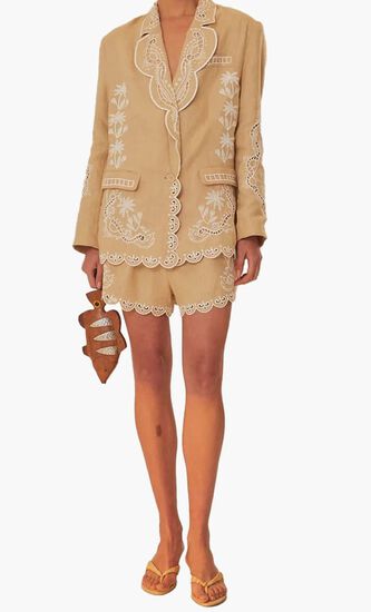 Embroidered Premium Linen Shorts