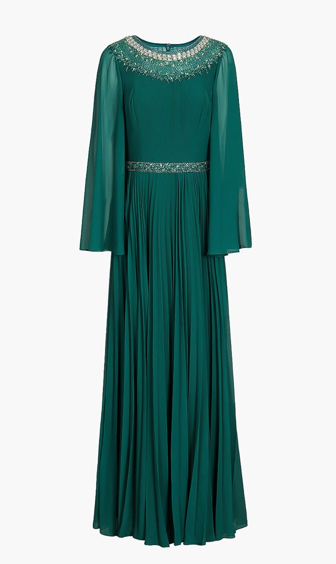 Draped Long Sleeves Gown