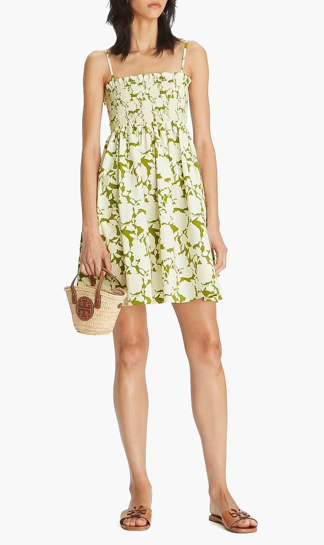 Printed Smocked Mini Dress