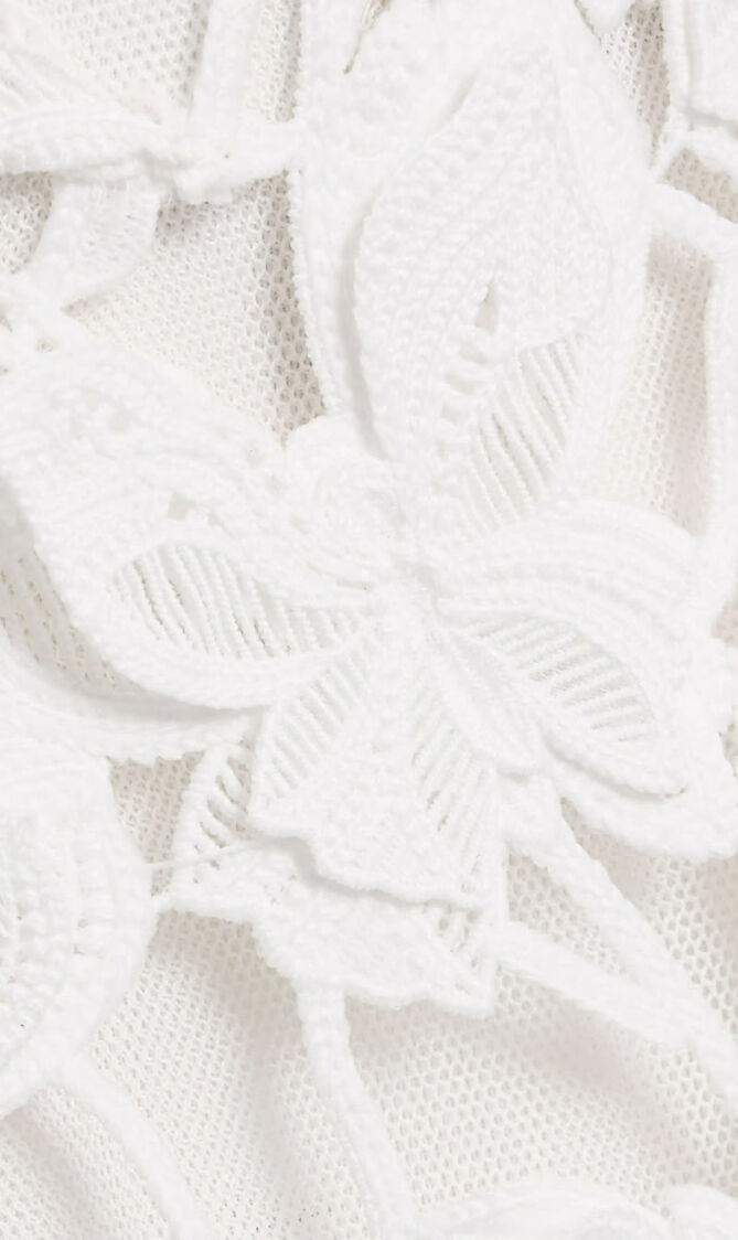 Fleurella Strapless Guipure Lace Midi Dress