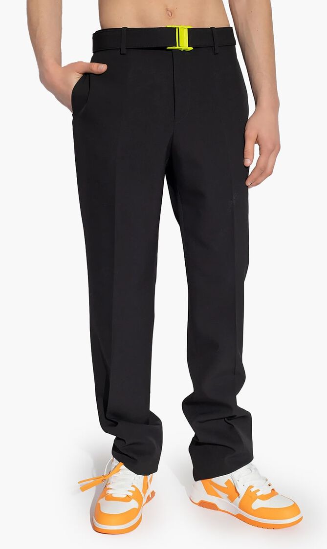 BUCKLE DRY WOOL SLIM PANT BLACK NO COLOR