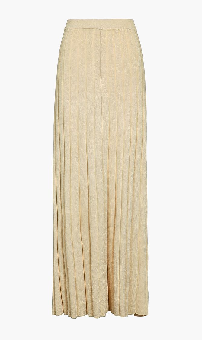 Metallic Ribbed Maxi Skirt