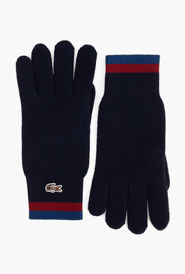 Stripe Trim Wool Gloves