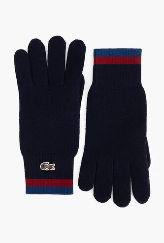 Stripe Trim Wool Gloves