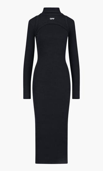 OFF STAMP RIB ROUND LONG DRES BLACK WHIT