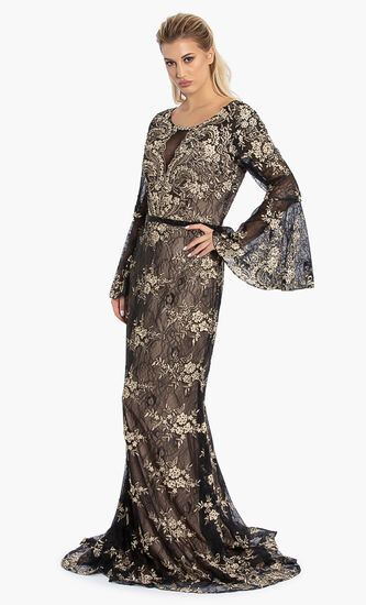 Floral Mesh with Crystal Embellishment Dress