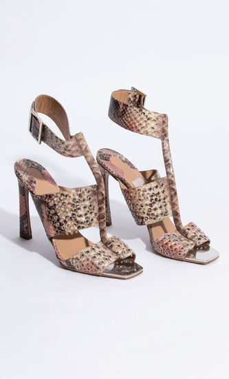Polaris Eyelet Embellished Ankle Strap Sandals