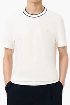 Stretch Pique Stripe Collar T-shirt