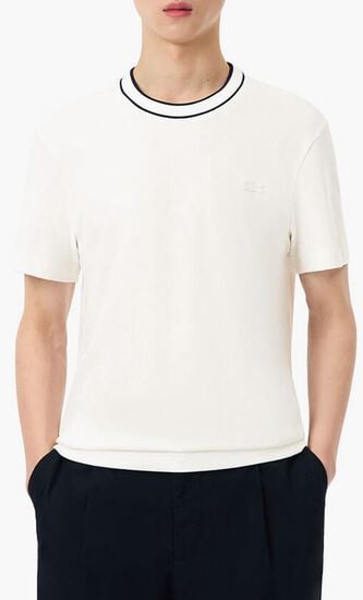 Stretch Pique Stripe Collar T-shirt