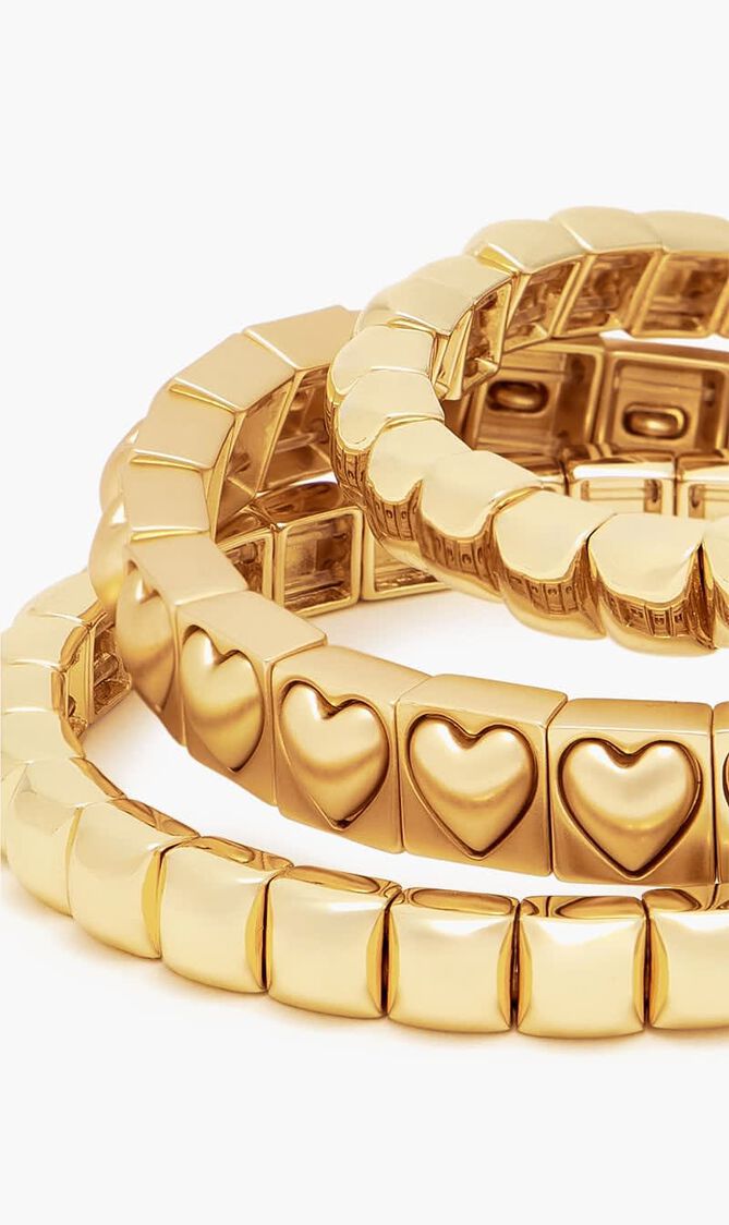 Puffy Heart Stud Bracelet Stack