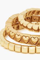 Puffy Heart Stud Bracelet Stack