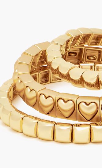 Puffy Heart Stud Bracelet Stack