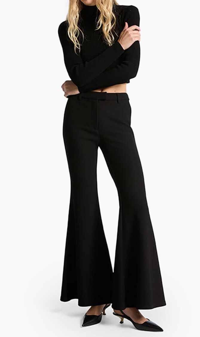 Double Knit Crepe Flared Pants