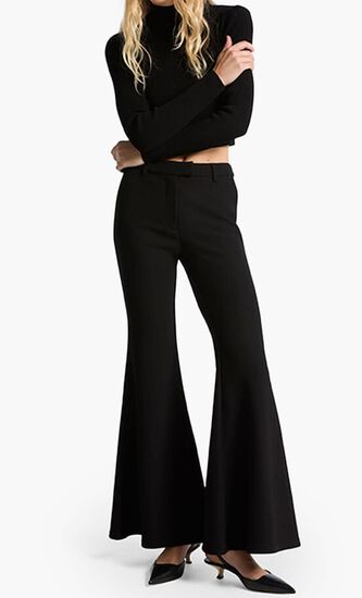Double Knit Crepe Flared Pants