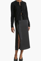 Velvet Trim Wool Blend Cardigan