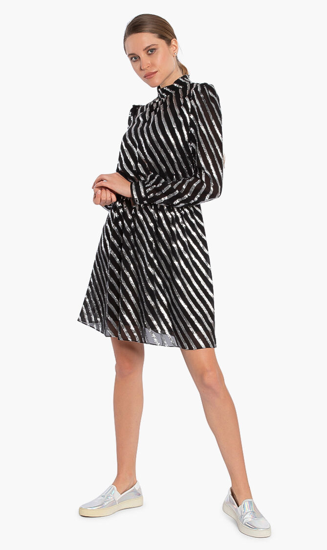 日本正規代理店品 Floral Stripe Silk Jacquard Dress procad.cl