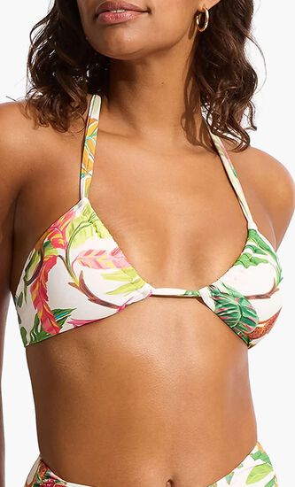 Tropica Drawstring Halter Bralette Bikini Top