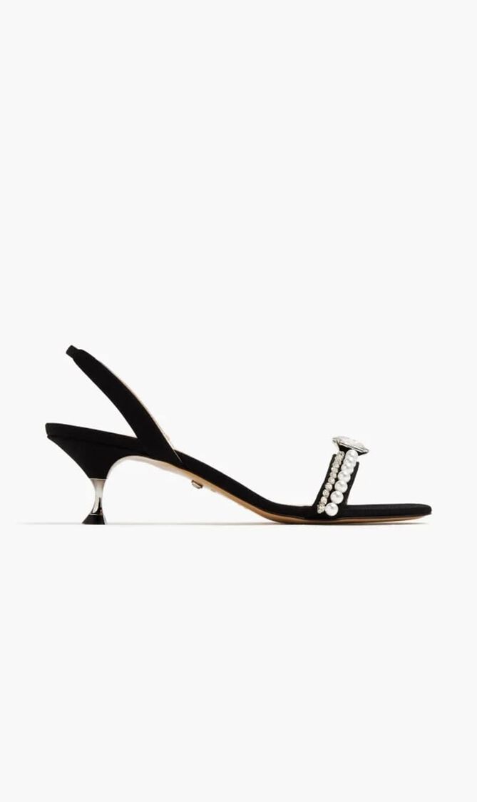 DIMOND OF ELIZABETH BLACK GROSGRAIN SLINGBACKS(55MM)
