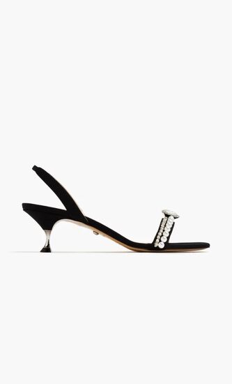 DIMOND OF ELIZABETH BLACK GROSGRAIN SLINGBACKS(55MM)