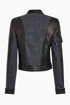 JACKET LEATHER LEATHER WITH DENIM DETAILS