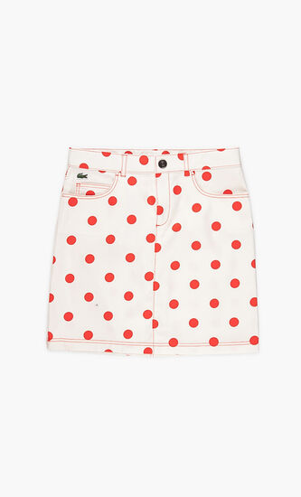 Polka Dot Print Cotton Jean Skirt