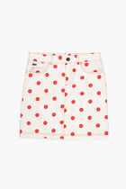 Polka Dot Print Cotton Jean Skirt