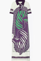 PRINTED MESH POLO DRESS