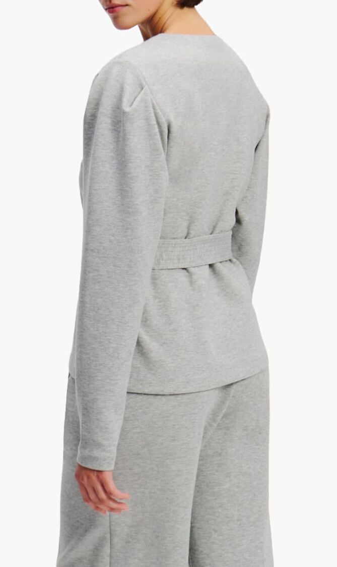 Belted V Neck Sweatshirt