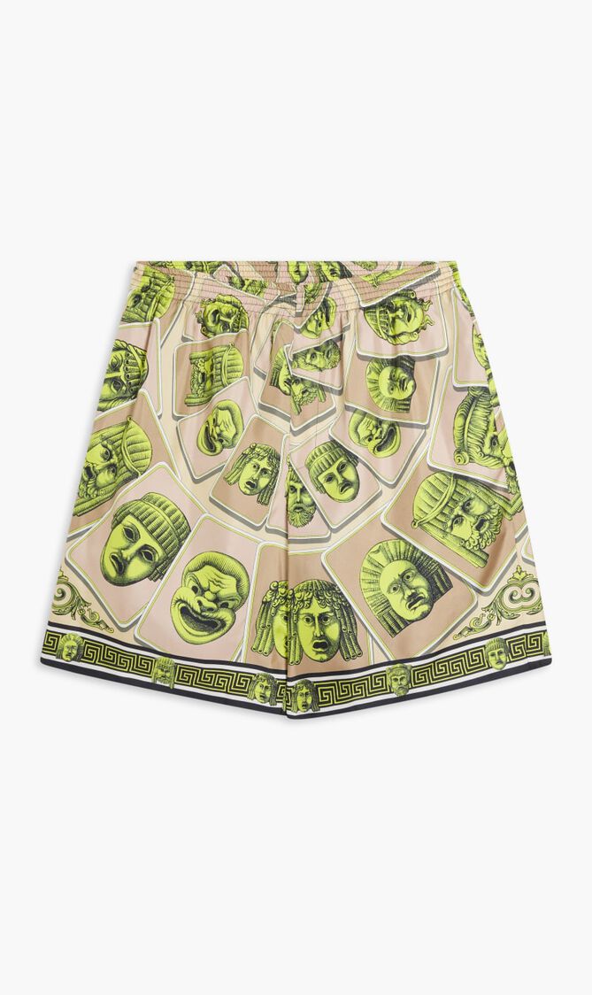 SHORTS TWILL SILK FABRIC WITH MASKS FOULARD PRINT