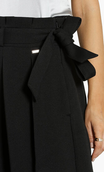 Paperbag Waist Pleated Midi Skirt