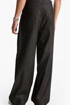Pleated Chambray Wide-Leg Jeans