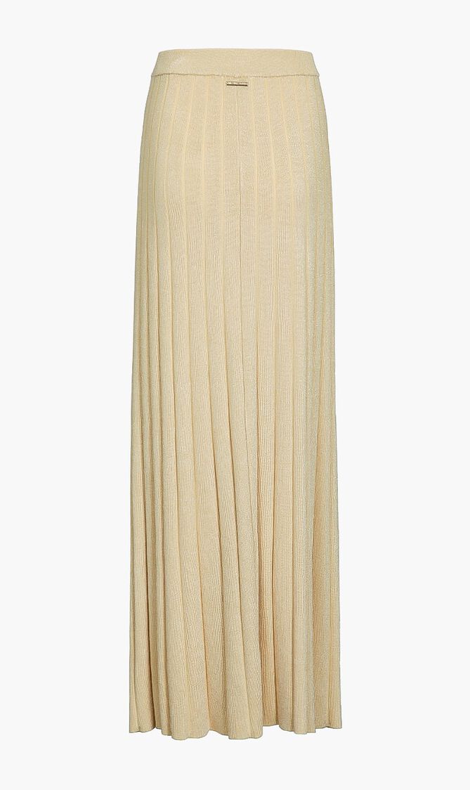 Metallic Ribbed Maxi Skirt