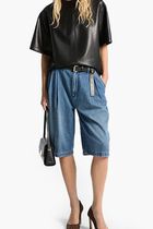 Pleated Bermuda Denim Shorts