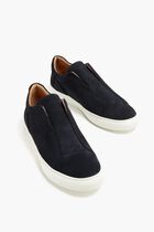 AARON SUEDE DARK NAVY TRAINER ALABASTER