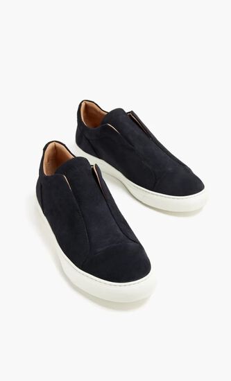 AARON SUEDE DARK NAVY TRAINER ALABASTER